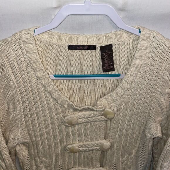 Heather B Women’s Cable Knit Sweater Size Medium Ivory Going Out Party 3/4 Slv - Picture 3 of 12